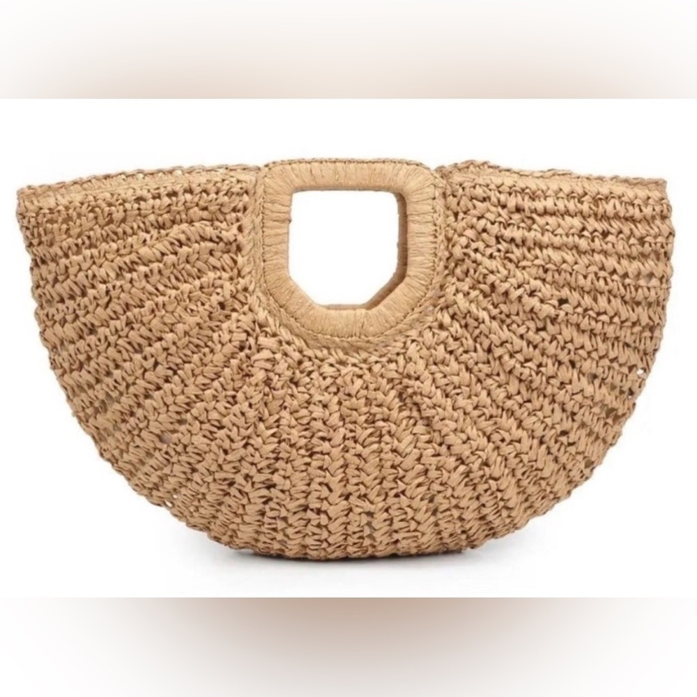 RAMLA Raffia Tote Bag Natural Woven Straw Resort Beach Handbag MSRP $225 - Picture 2 of 2